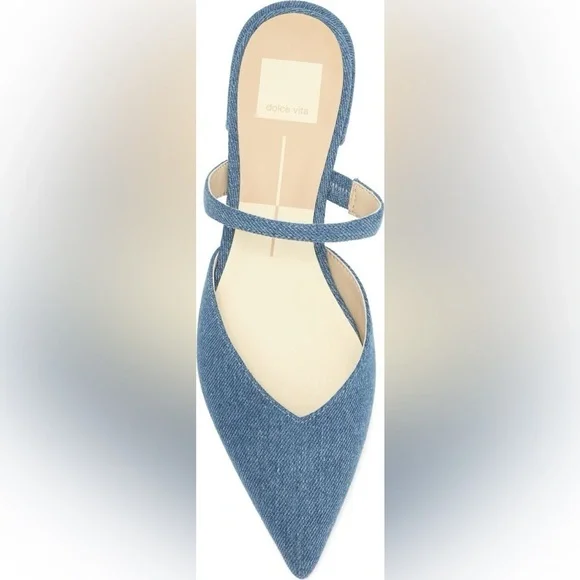 NEW Dolce Vita Blue Denim Mule Flats - Picture 5 of 7
